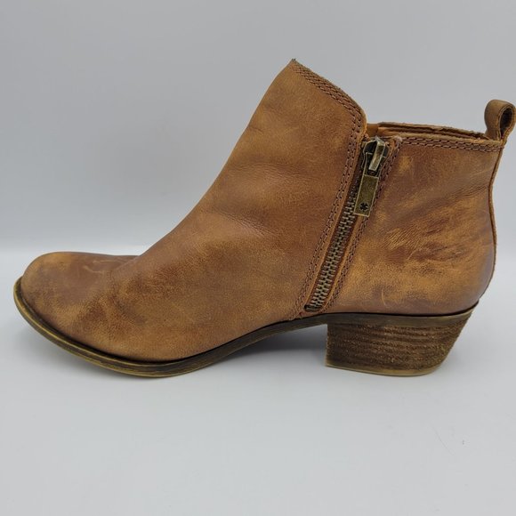 Lucky Brand Booties Womens 6.5 Suede Leather Ankle Boots Brown Distressed - Picture 3 of 11
